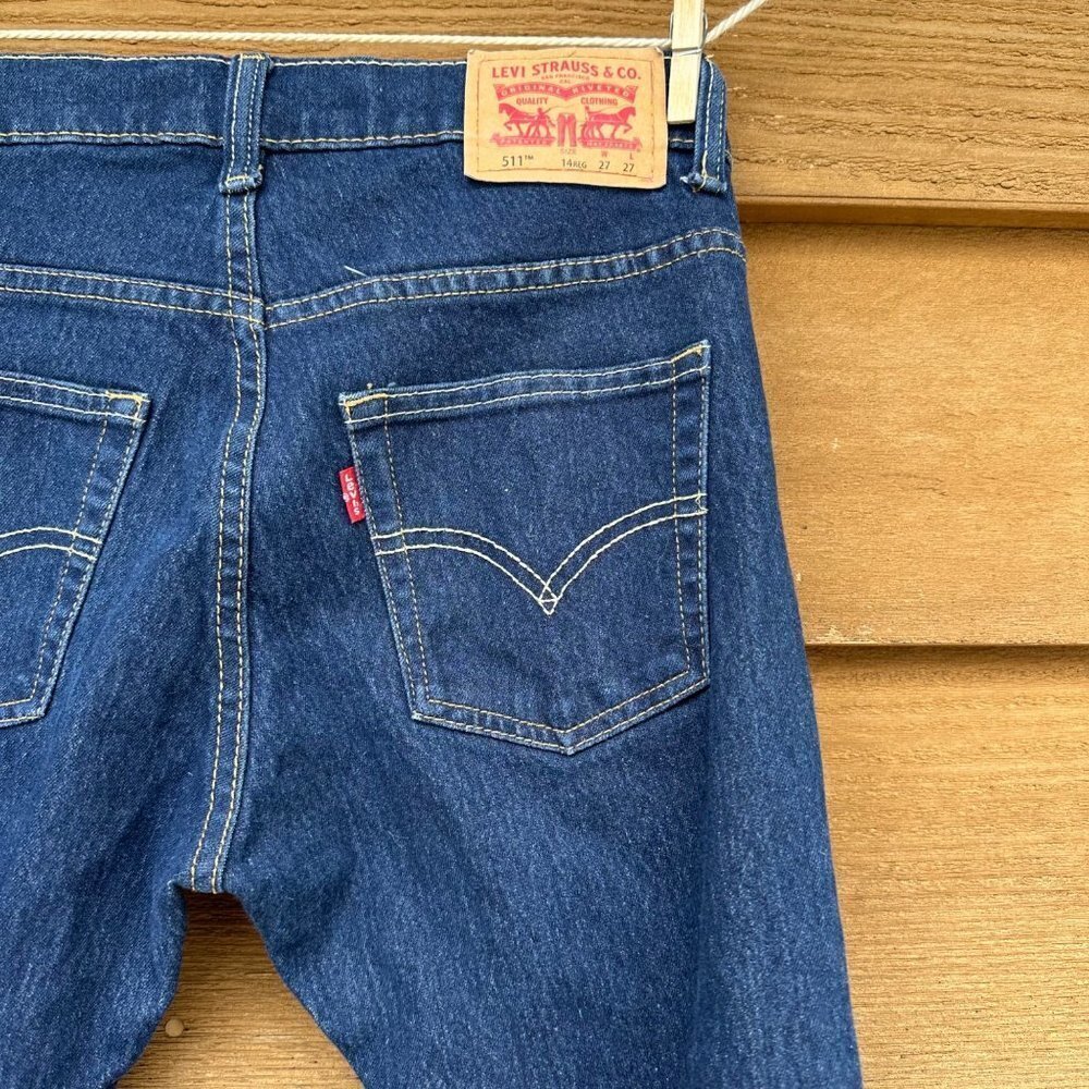 Levi’s 511 Kids Boys Denim Slim Dark Blue Jeans - Picture 9 of 12